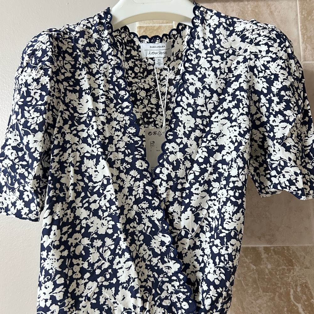 & Other Stories NWT Floral Navy and White Mini Dress